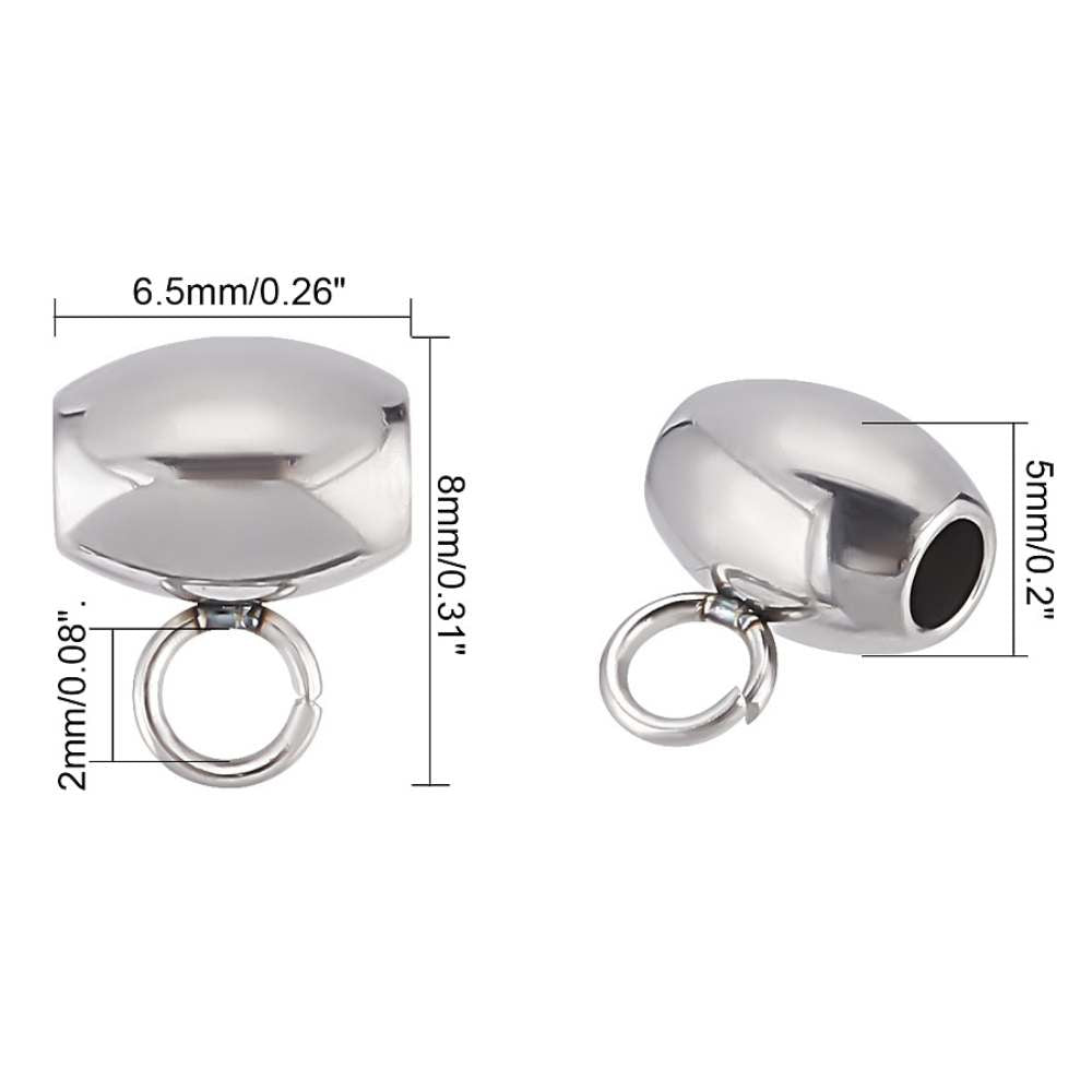 100 Pasadores Ovalados en Acero Inoxidable 6.5x8x5mm, Agujero 2mm -