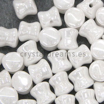 10 Cuentas Pellet by Preciosa™ 4x6mm - White Luster Hematite - - Crystaldreams Abalorios