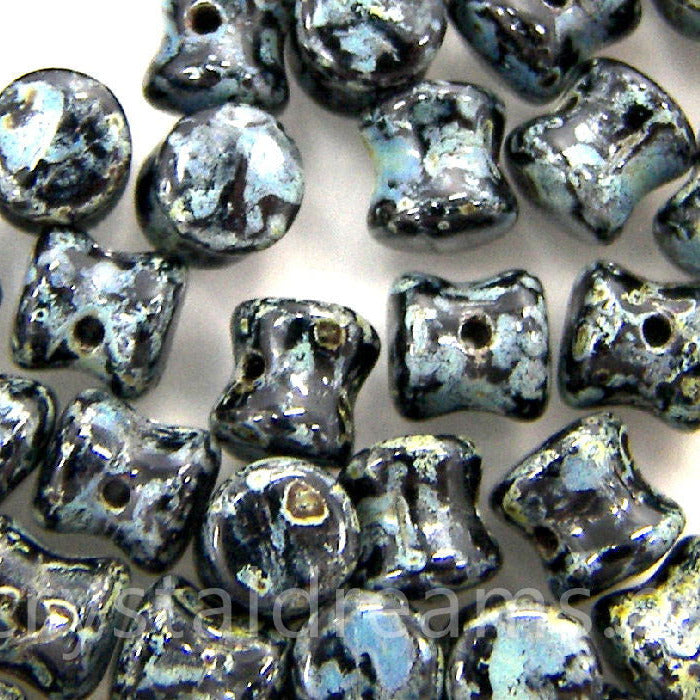 10 Cuentas Pellet by Preciosa™ 4x6mm Jet Travertin - - Crystaldreams Abalorios
