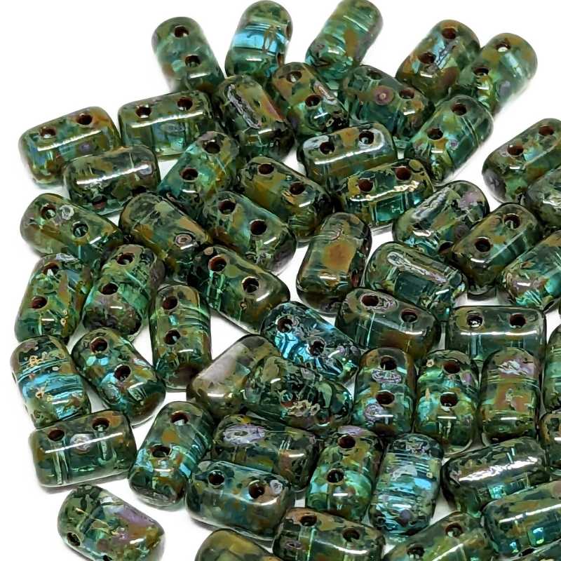 10 gr. Rulla 5x3mm - Aquamarine Travertin Dark - - Crystaldreams Abalorios