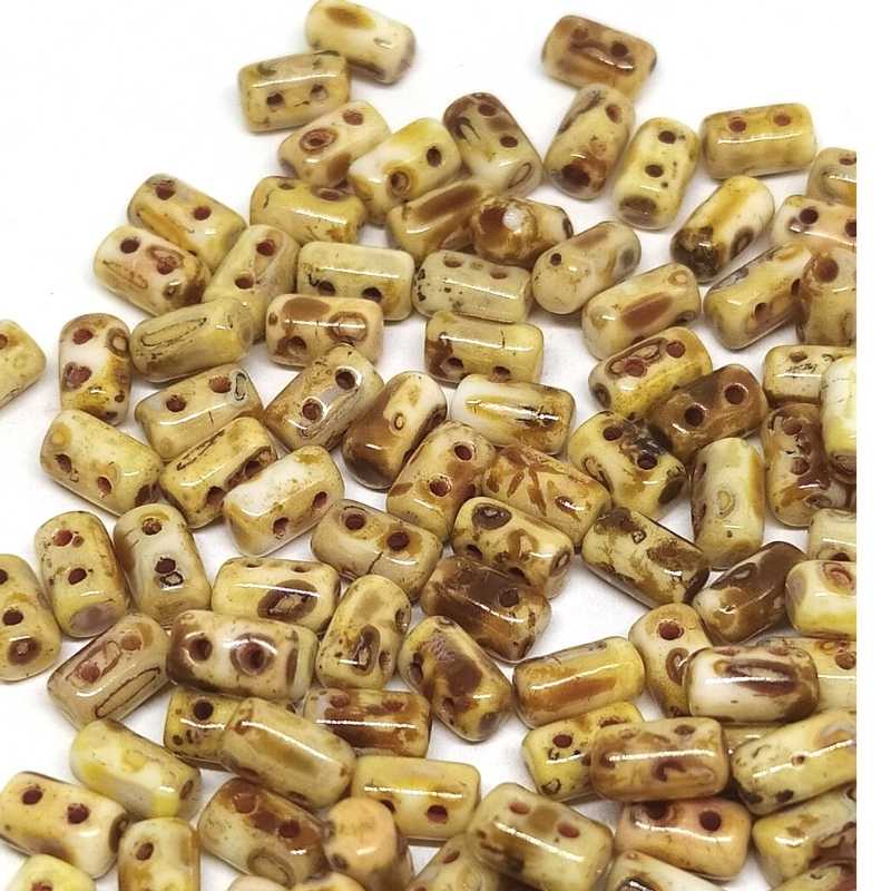 10 gr. Rulla 5x3mm - Opaque Chalk White Travertin Dark - - Crystaldreams Abalorios