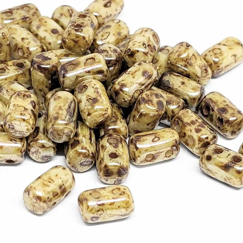 10 gr. Rulla 5x3mm - Opaque Ivory Ceramic Look - - Crystaldreams Abalorios