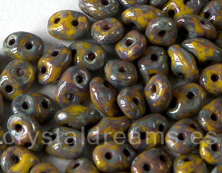 10 gr. Superduo® 2,5 x 5mm Agujeros:0,8mm OPAQUE LIMON PICASSO - - Crystaldreams Abalorios