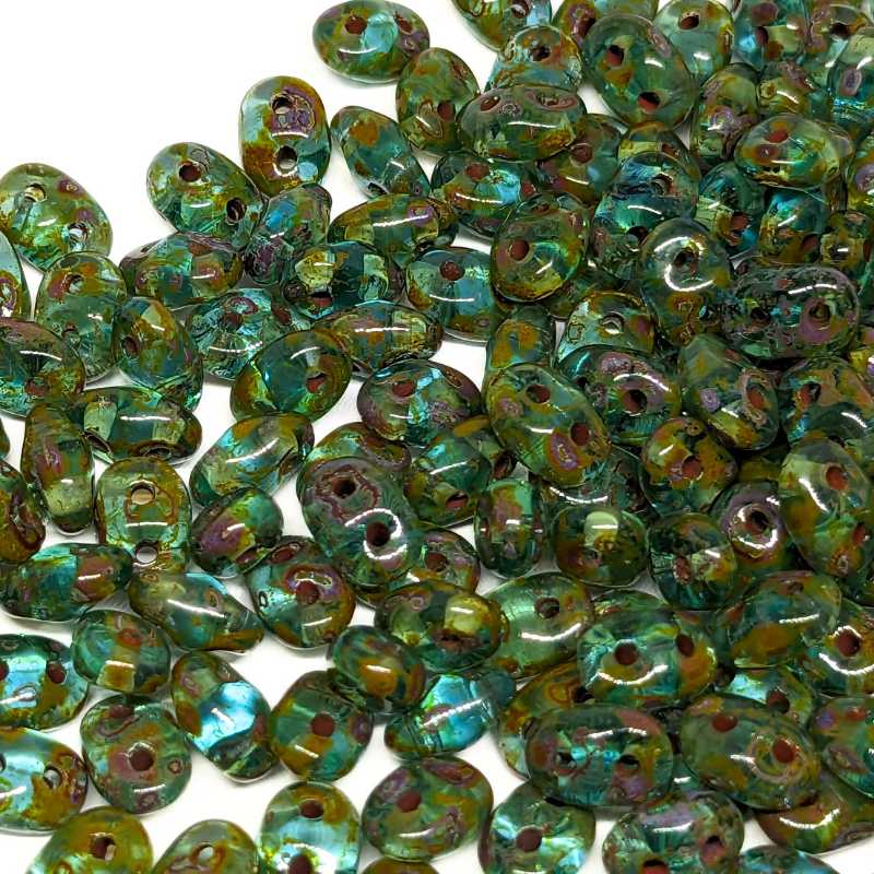 10 gr Superduo® 2,5x5mm Ag:0,8mm AQUAMARINE TRAVERTIN - - Crystaldreams Abalorios