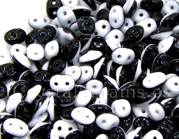 10 gr Superduo® 2,5x5mm Ag:0,8mm DUET BLACK/WHITE OPAQUE - - Crystaldreams Abalorios