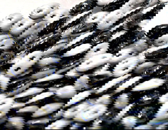 10 gr Superduo® 2,5x5mm Ag:0,8mm DUET BLACK/WHITE OPAQUE LUSTER - - Crystaldreams Abalorios