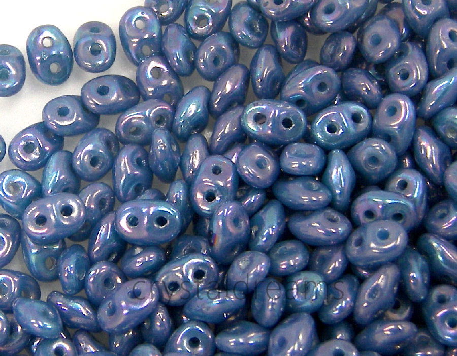 10 gr Superduo® 2,5x5mm Ag:0,8mm OPAQUE BLUE TURQUOISE NEBULA - - Crystaldreams Abalorios