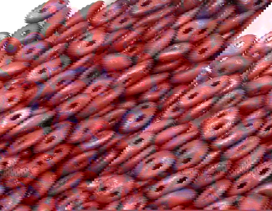 10 gr Superduo® 2,5x5mm Ag:0,8mm OPAQUE CORAL RED NEBULA MATE - - Crystaldreams Abalorios