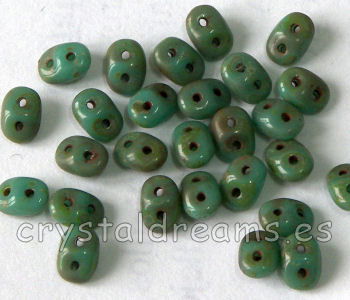 10 gr Superduo® 2,5x5mm Ag:0,8mm  OPAQUE DARK TURQ TRAVERT -  - Crystaldreams Abalorios