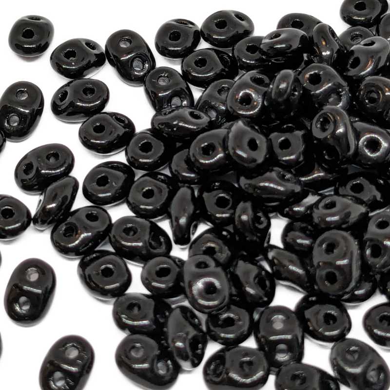 10 gramos Superduo® 2,5 x 5mm - Agujeros:0,8mm Color: JET - - Crystaldreams Abalorios