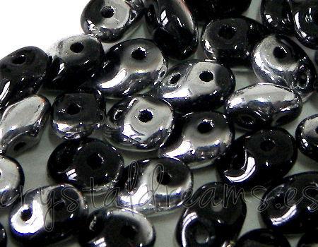 10 gramos Superduo® 2,5 x 5mm - Agujeros:0,8mm Color: JET ARGENT - - Crystaldreams Abalorios
