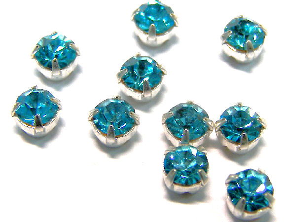 10 xChatones Preciosa® montados engaste 4mm Aquamarine - - Crystaldreams Abalorios
