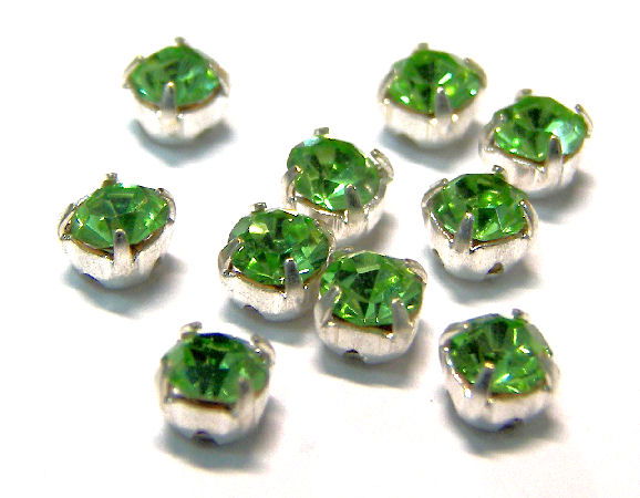 10 x Chatones Preciosa® montados engaste 4mm - Peridot - - Crystaldreams Abalorios