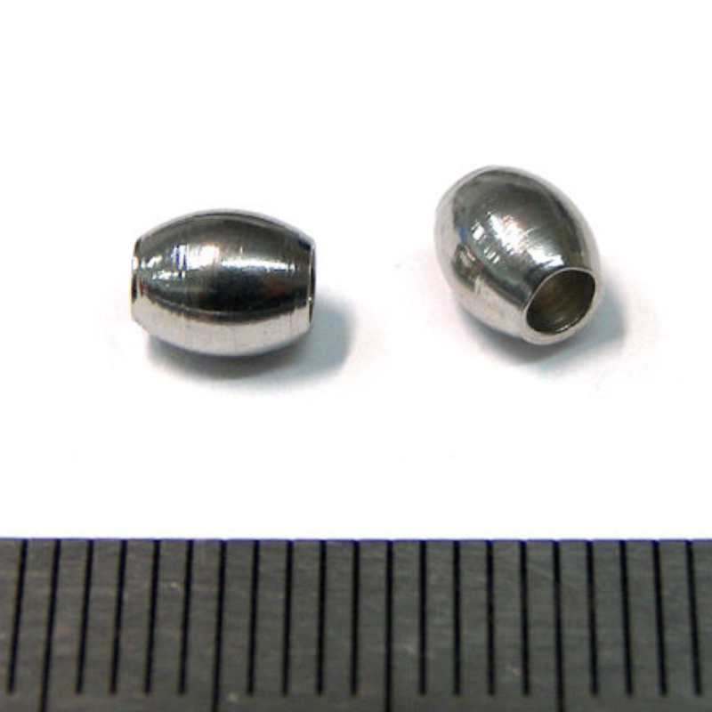 10 x Distanciador/Cuenta o Barrilete oval de acero inox 5x6mm - - Crystaldreams Abalorios