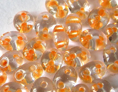 10gr.Twin Beads - 2,5x5mm - Crystal Orange Lined - - Crystaldreams Abalorios
