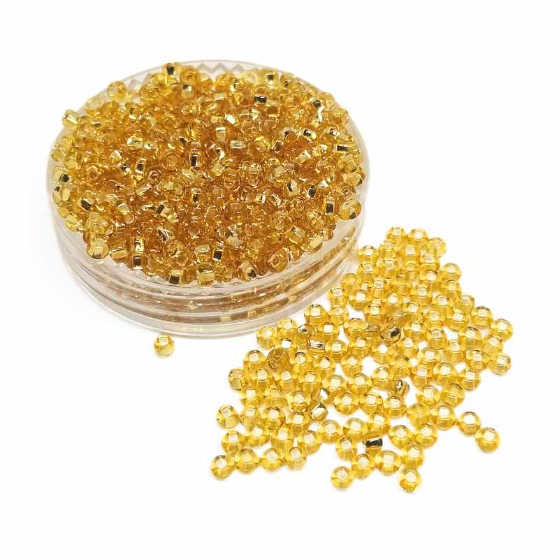 10gr. Rocalla Preciosa 11/0 2mm Gold Silver Lined - - Crystaldreams Abalorios