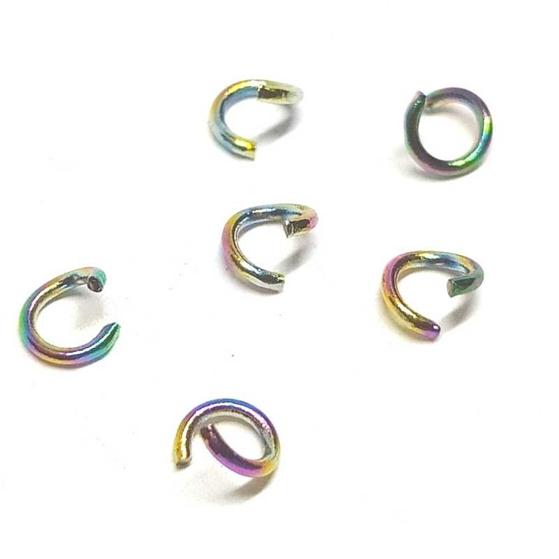 10x Anilla redondas 4x0,7mm espesor Acero Inoxidable Multicolor - - Crystaldreams Abalorios