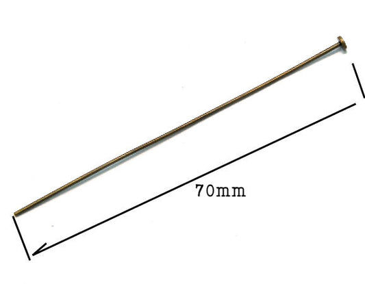 10x Baston alfiler 70 mm. Bronce - - Crystaldreams Abalorios