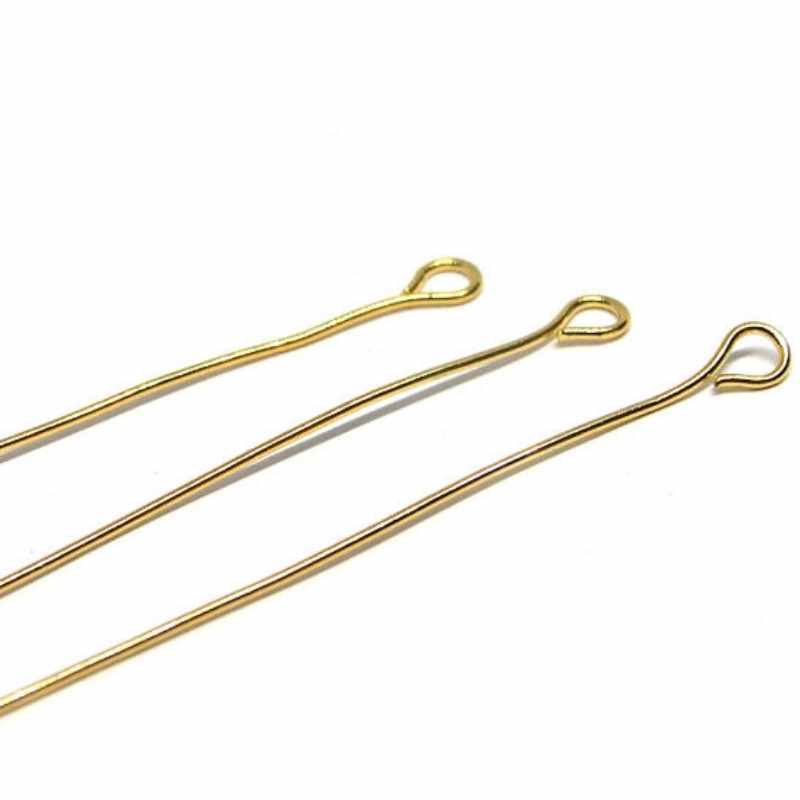 10x Bastones anilla 40mm Acero inoxidable Dorado Espesor:0,7mm - - Crystaldreams Abalorios