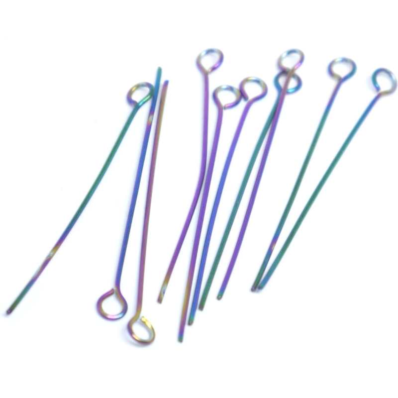 10x Bastones con anilla 35mm - Acero inoxidable Espesor: 0,7mm - - Crystaldreams Abalorios