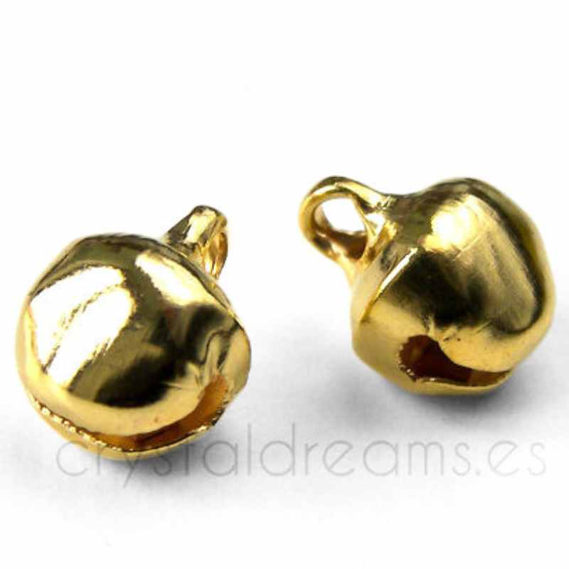 10x Cascabeles de metal - Golden color - 10mm - - Crystaldreams Abalorios