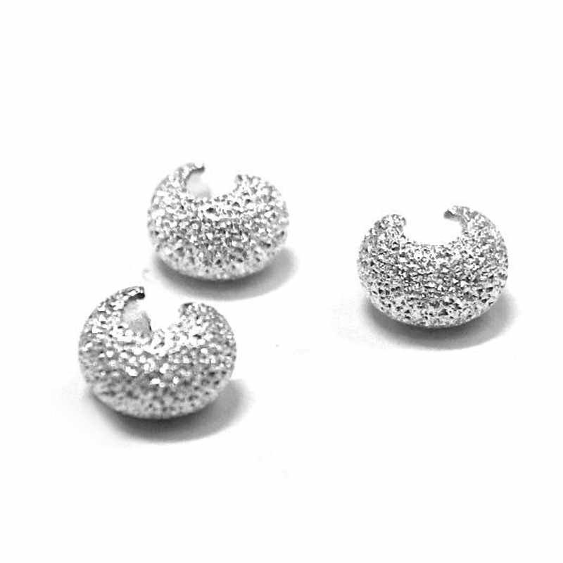 10x Chafa Abierta - Silver Dust - Bola lisa 4mm - - Crystaldreams Abalorios