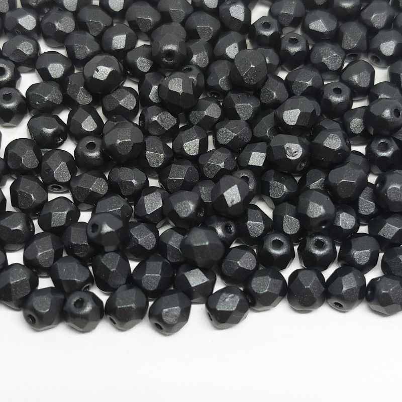 10x Cuentas Facetadas 4mm POWDERY JET - - Crystaldreams Abalorios
