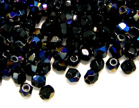 10x Facetadas 3mm JET BLUE IRIS - - Crystaldreams Abalorios