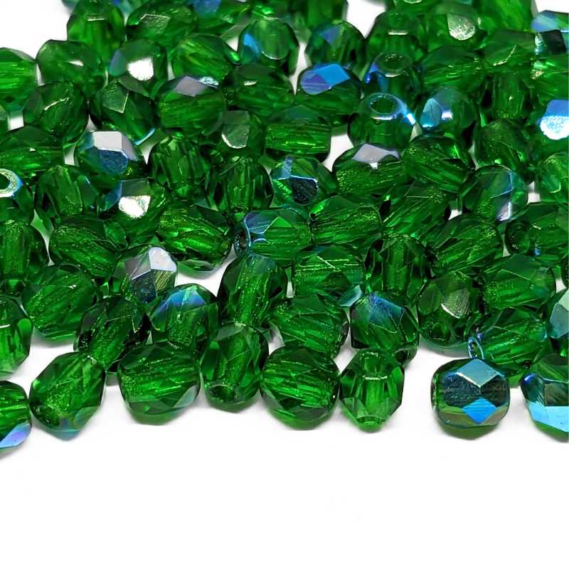 10x Facetadas 4mm EMERALD AB - - Crystaldreams Abalorios