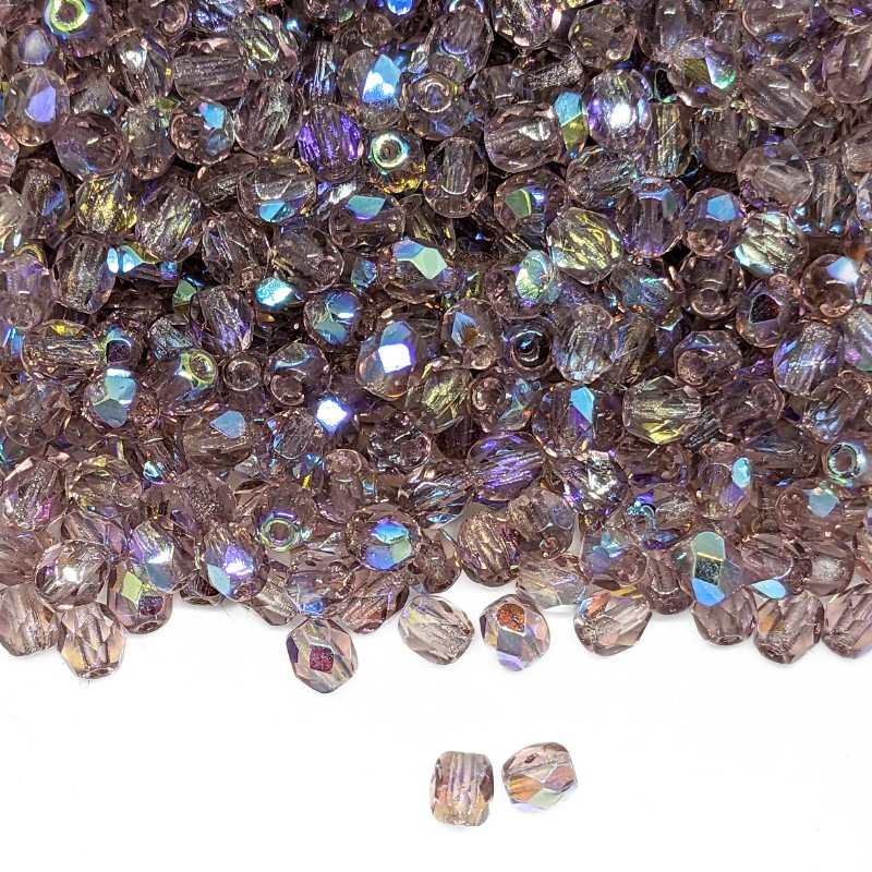 10x Facetadas 4mm LIGHT AMETHYST AB - - Crystaldreams Abalorios