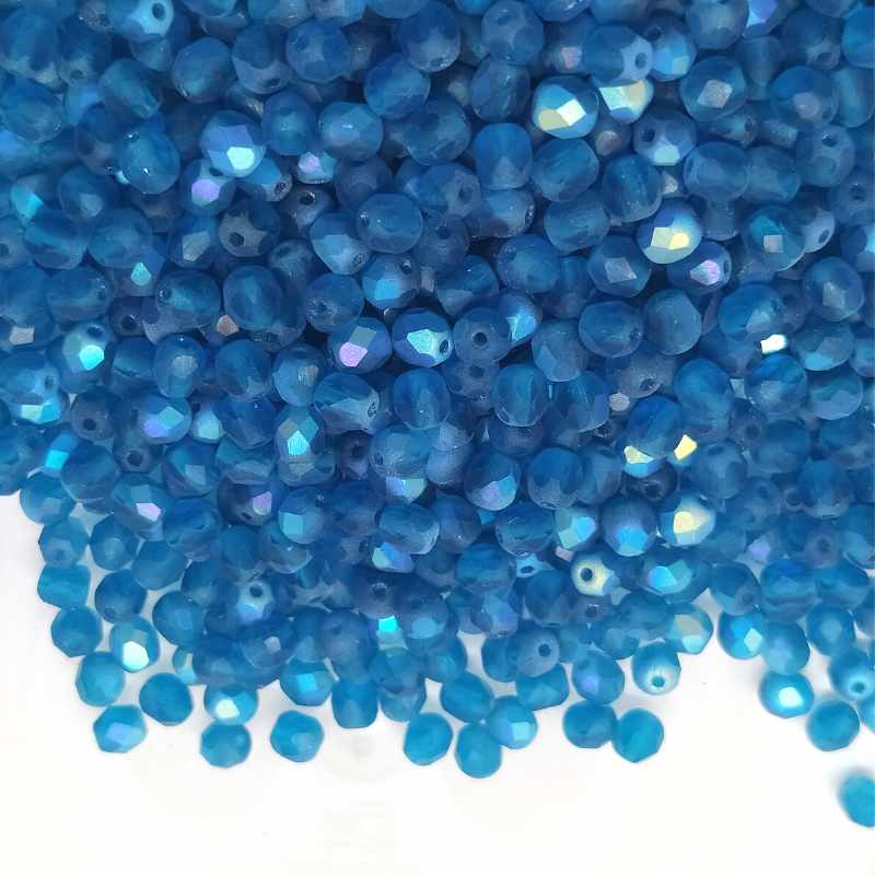 10x Facetadas 4mm MATTE CAPRI BLUE AB - - Crystaldreams Abalorios