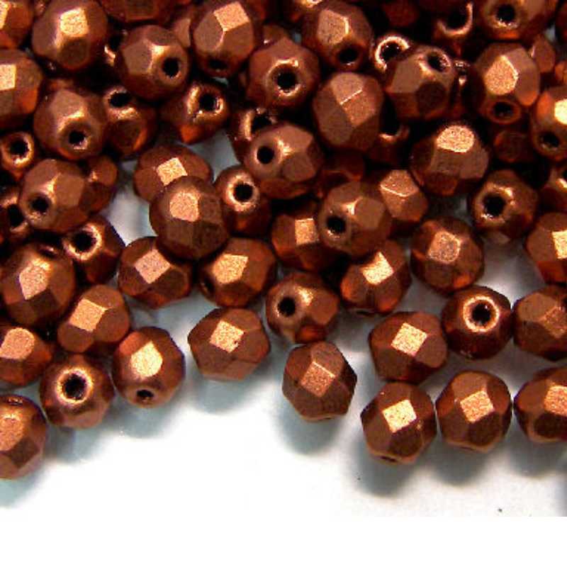 10x Facetadas 4mm MATTE METALLIC DARK COPPER - - Crystaldreams Abalorios