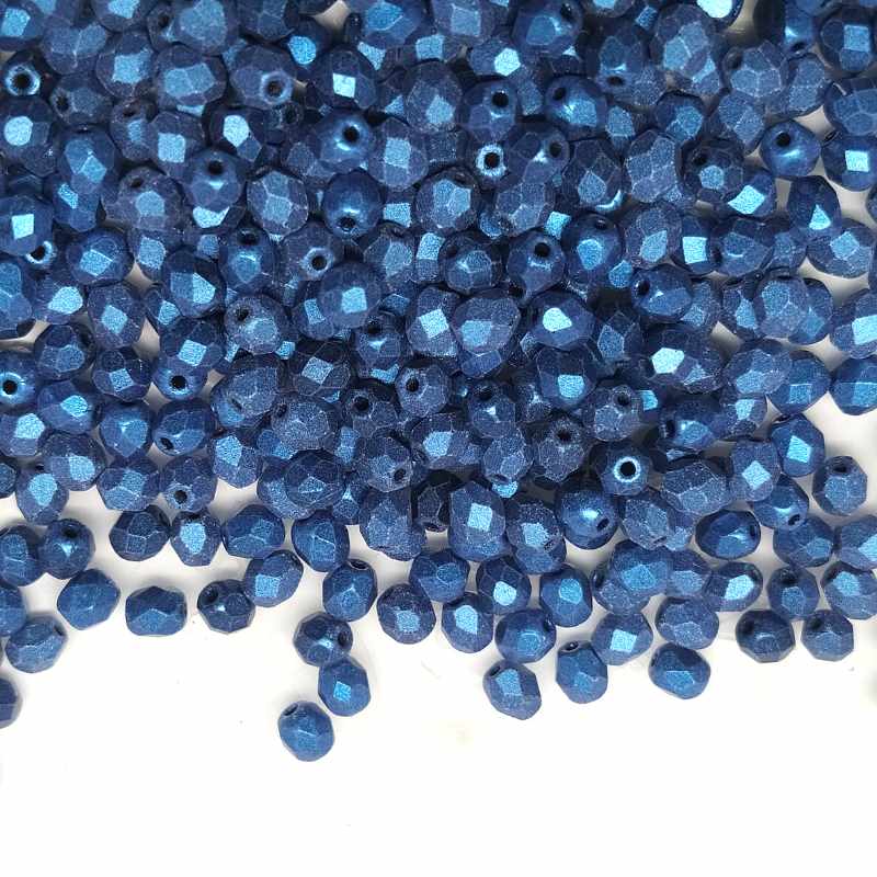 10x Facetadas 4mm METALLIC SUEDE BLUE - - Crystaldreams Abalorios