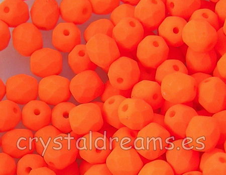 10x Facetadas 4mm NEON ORANGE MATE - - Crystaldreams Abalorios