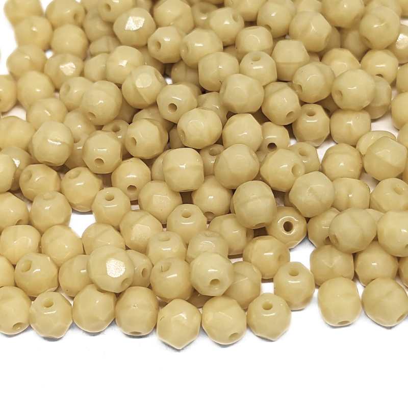 10x Facetadas 4mm OPAQUE BEIGE - - Crystaldreams Abalorios