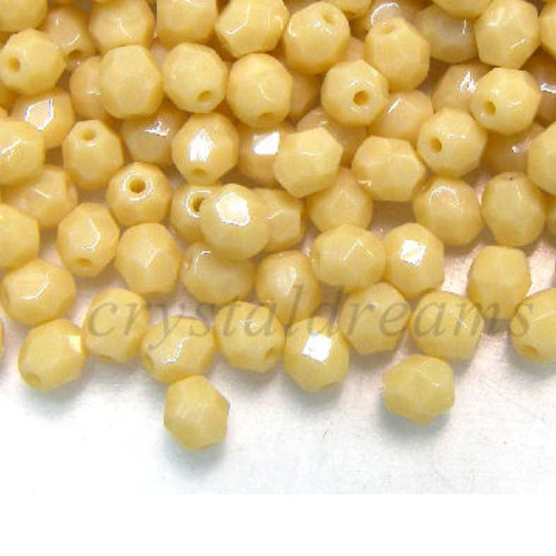 10x Facetadas 4mm OPAQUE IVORY - - Crystaldreams Abalorios