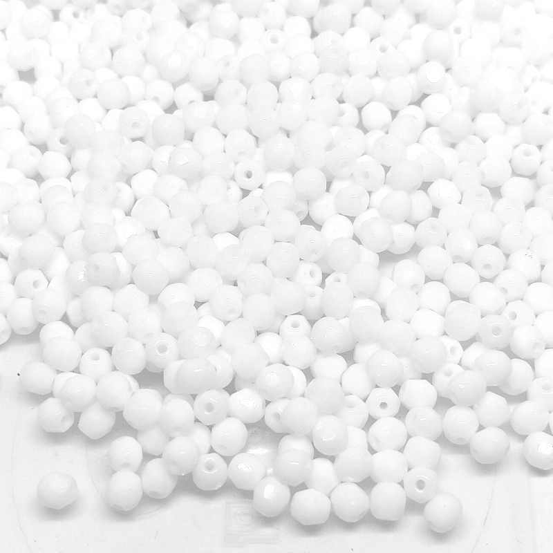 10x Facetadas 4mm OPAQUE WHITE - - Crystaldreams Abalorios