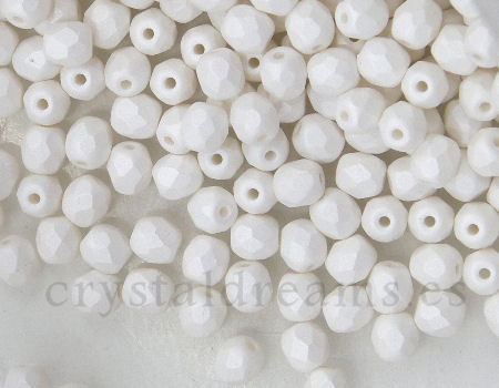 10x Facetadas 4mm PASTEL WHITE - - Crystaldreams Abalorios