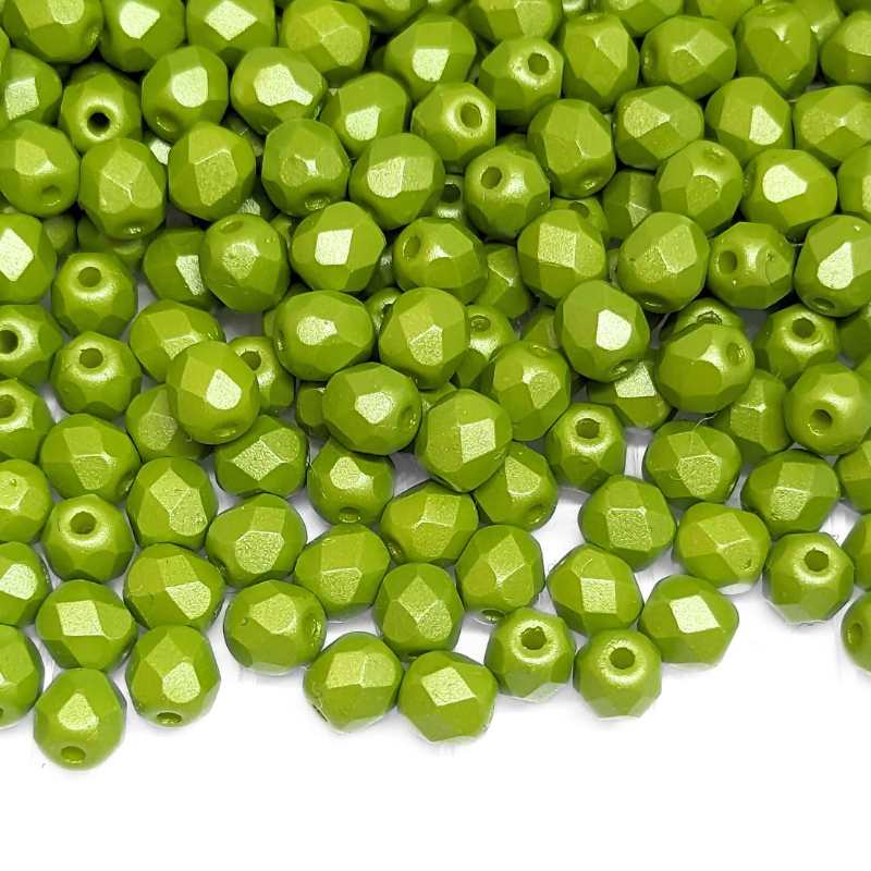 10x Facetadas 4mm POWDERY LIME - - Crystaldreams Abalorios