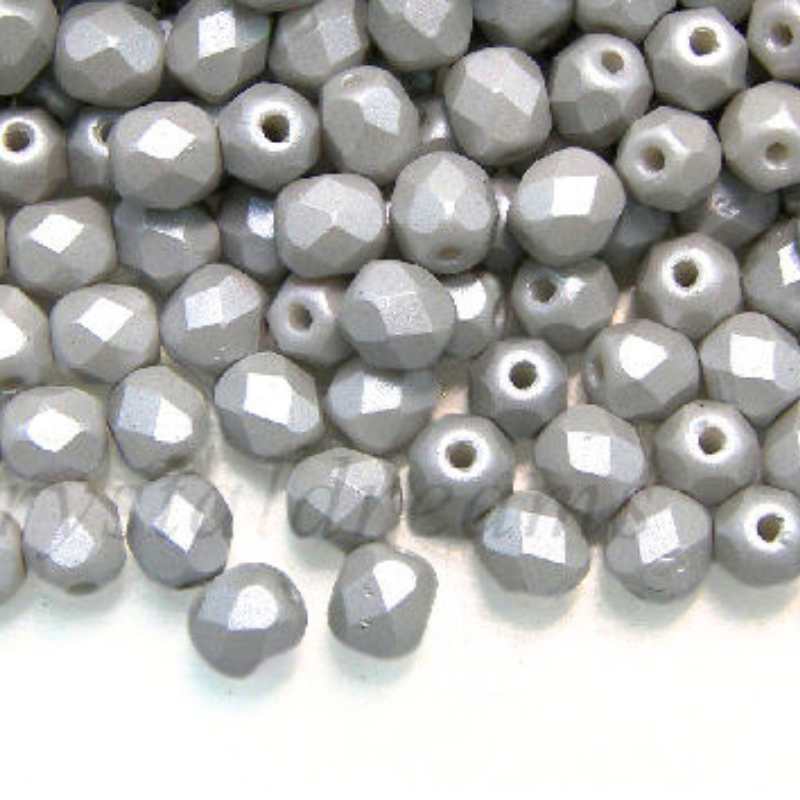 10x Facetadas 4mm POWDERY PASTEL GREY - - Crystaldreams Abalorios