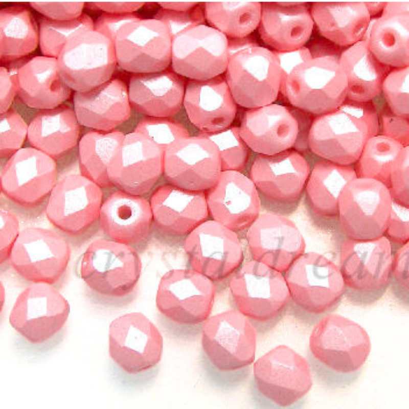 10x Facetadas 4mm POWDERY PASTEL PINK - - Crystaldreams Abalorios