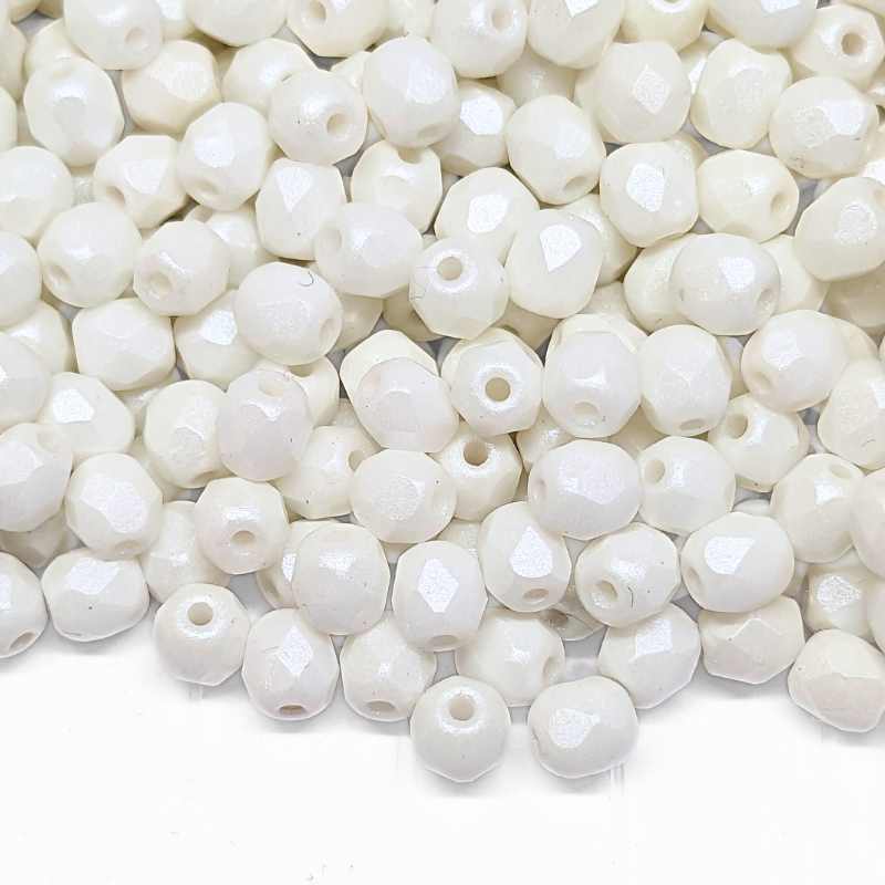 10x Facetadas 4mm POWDERY PASTEL WHITE - - Crystaldreams Abalorios