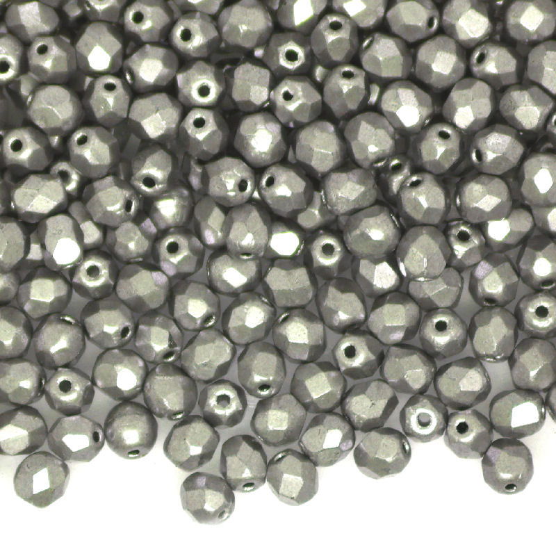 10x Facetadas 4mm SATURATED METALLIC FROST GRAY - - Crystaldreams Abalorios