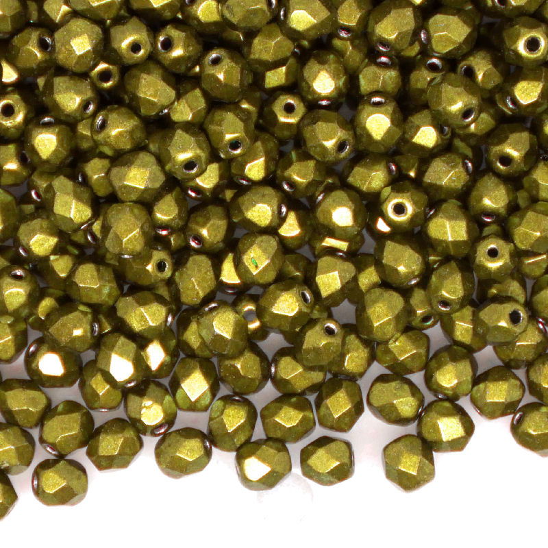 10x Facetadas 4mm SATURATED METALLIC GOLDEN LIME - - Crystaldreams Abalorios