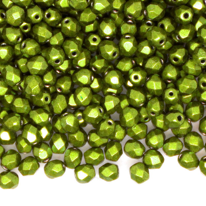 10x Facetadas 4mm SATURATED METALLIC LIME PUNCH - - Crystaldreams Abalorios