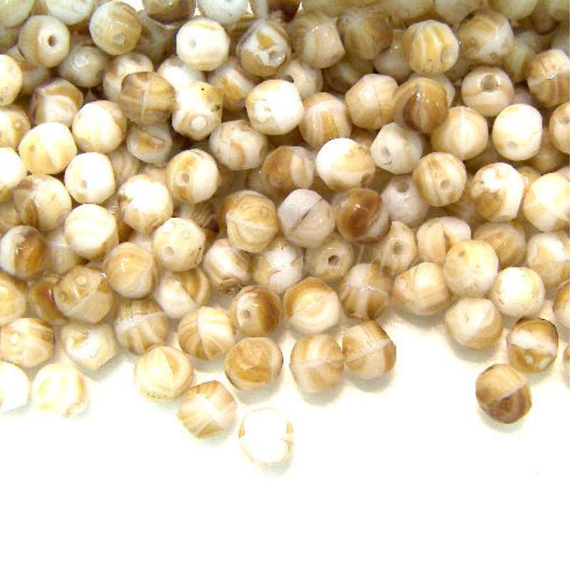 10x Facetadas 4mm STRIATED MILK COFFEE - - Crystaldreams Abalorios