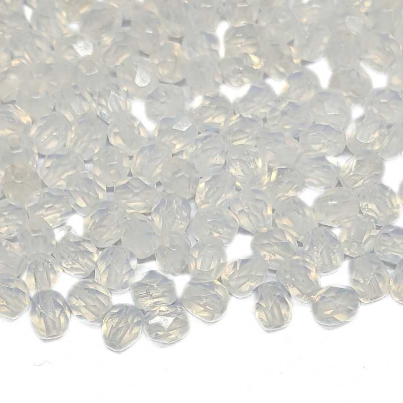 10x Facetadas 4mm WHITE OPAL - - Crystaldreams Abalorios