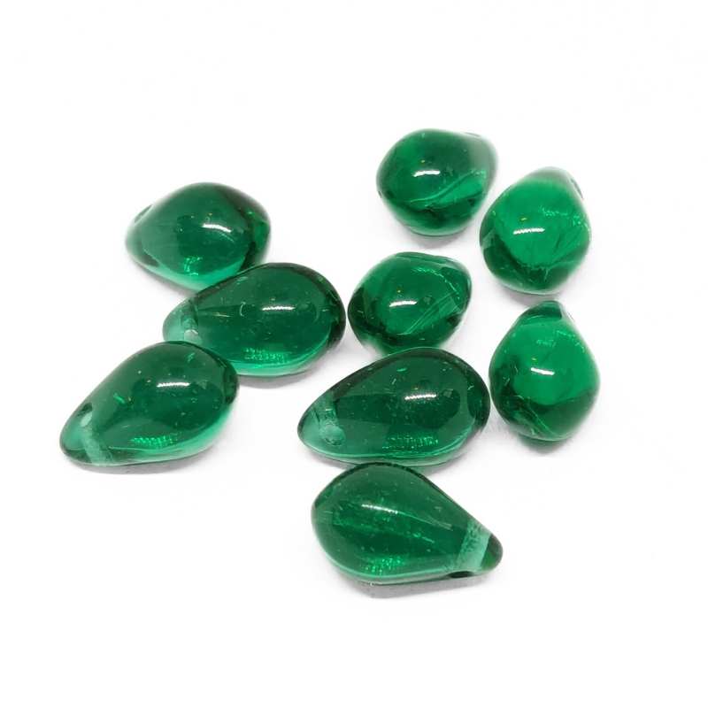 10x Gotas de Bohemia 6 x 9 Emerald - - Crystaldreams Abalorios