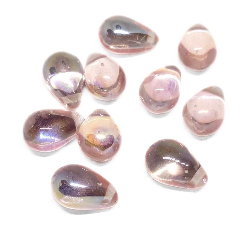 10x Gotas de Bohemia 6 x 9mm Rose AB - - Crystaldreams Abalorios