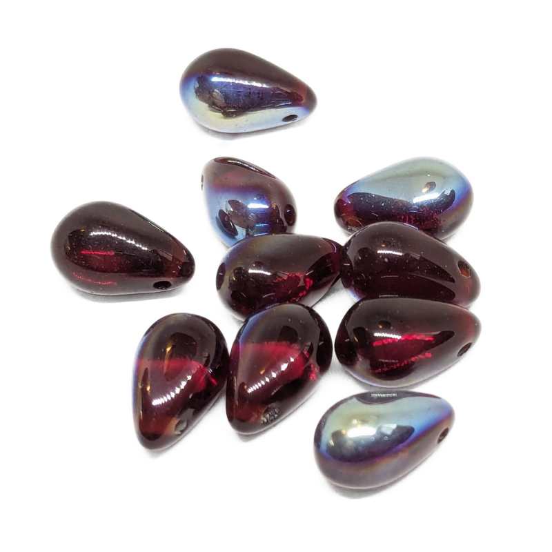 10x Gotas de Bohemia 6 x 9mm Ruby AB - - Crystaldreams Abalorios